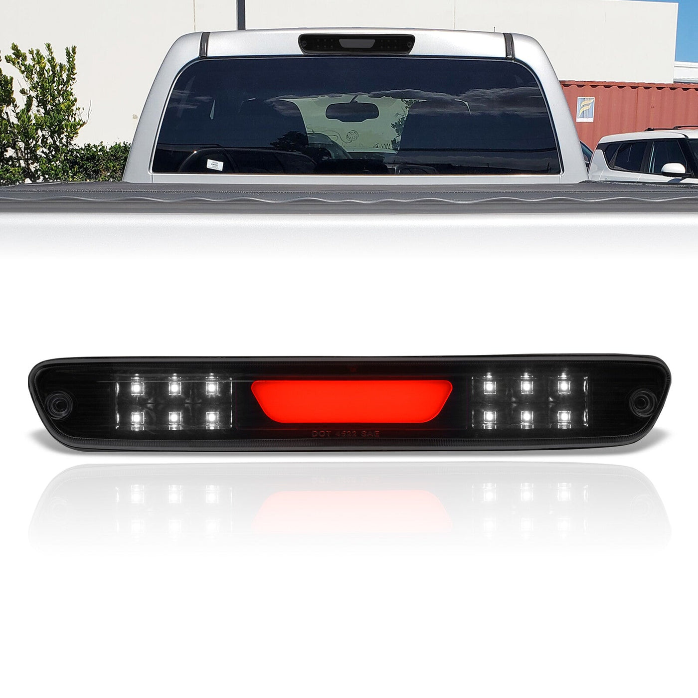 Chevrolet Colorado 2004-2012 / GMC Canyon 2004-2012 / Isuzu i-280 i-350 2006 / i-290 i-370 2007-2008 LED Bar 3rd Brake Light Black Housing Smoke Len (Version 2)