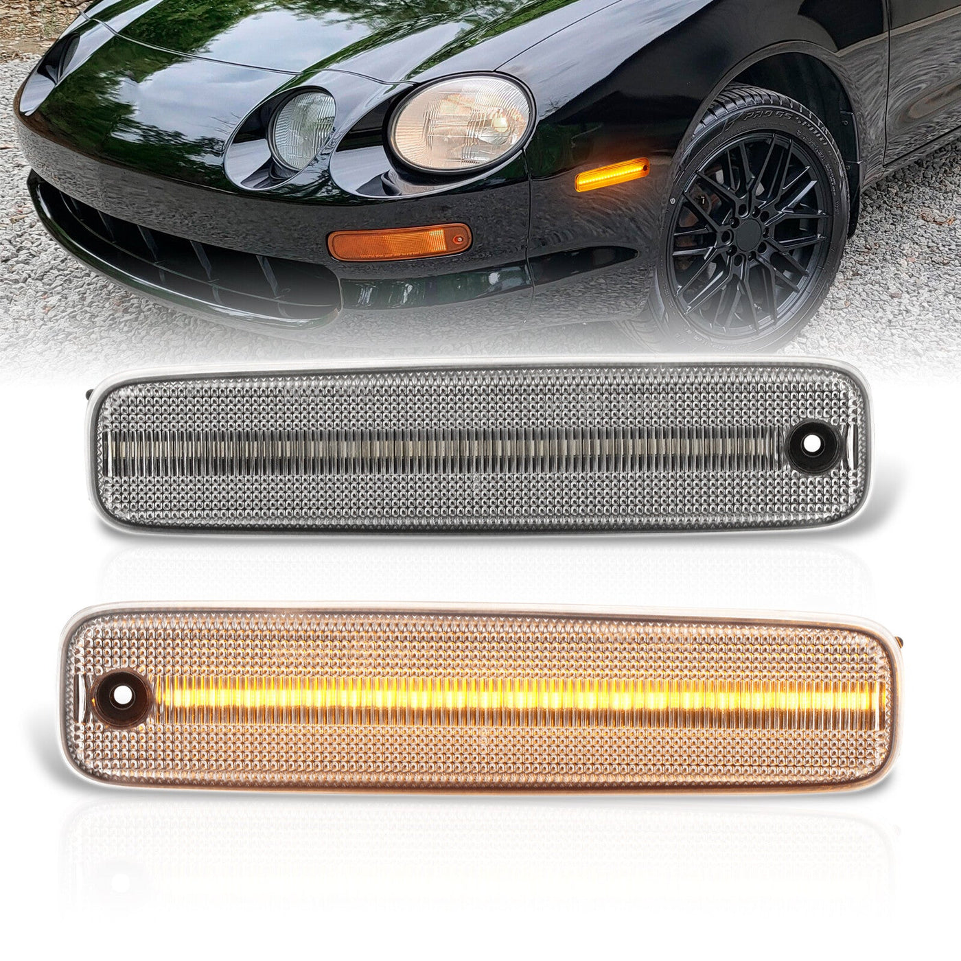 Toyota Celica 1994-1999 Front Amber LED Side Marker Lights Clear Len