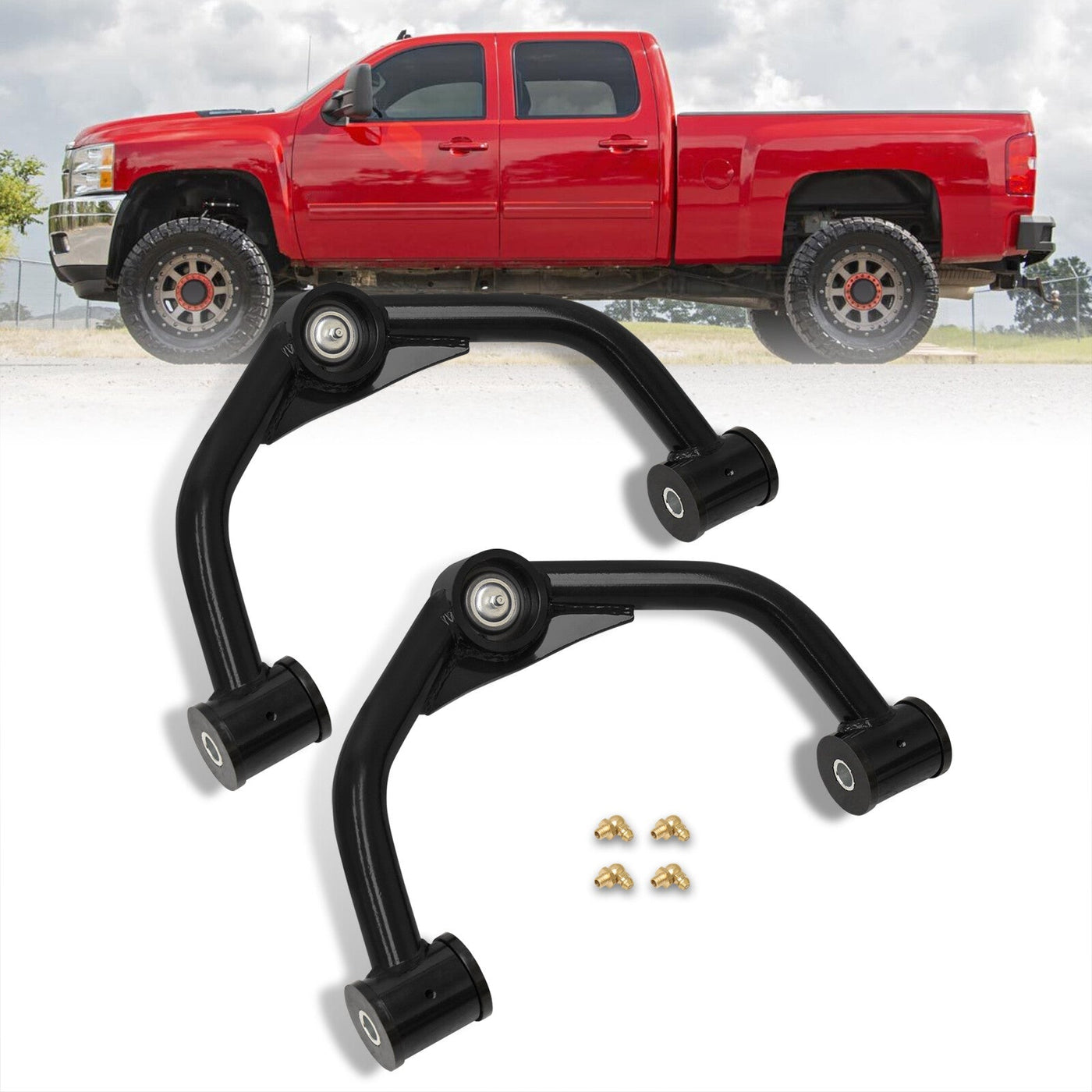 Chevrolet Silverado 2500HD 3500HD 8-Lug 2011-2019 / GMC Sierra 2500HD 3500HD 8-Lug 2011-2019 2-4" Lift Front Upper Tubular Control Arms Black