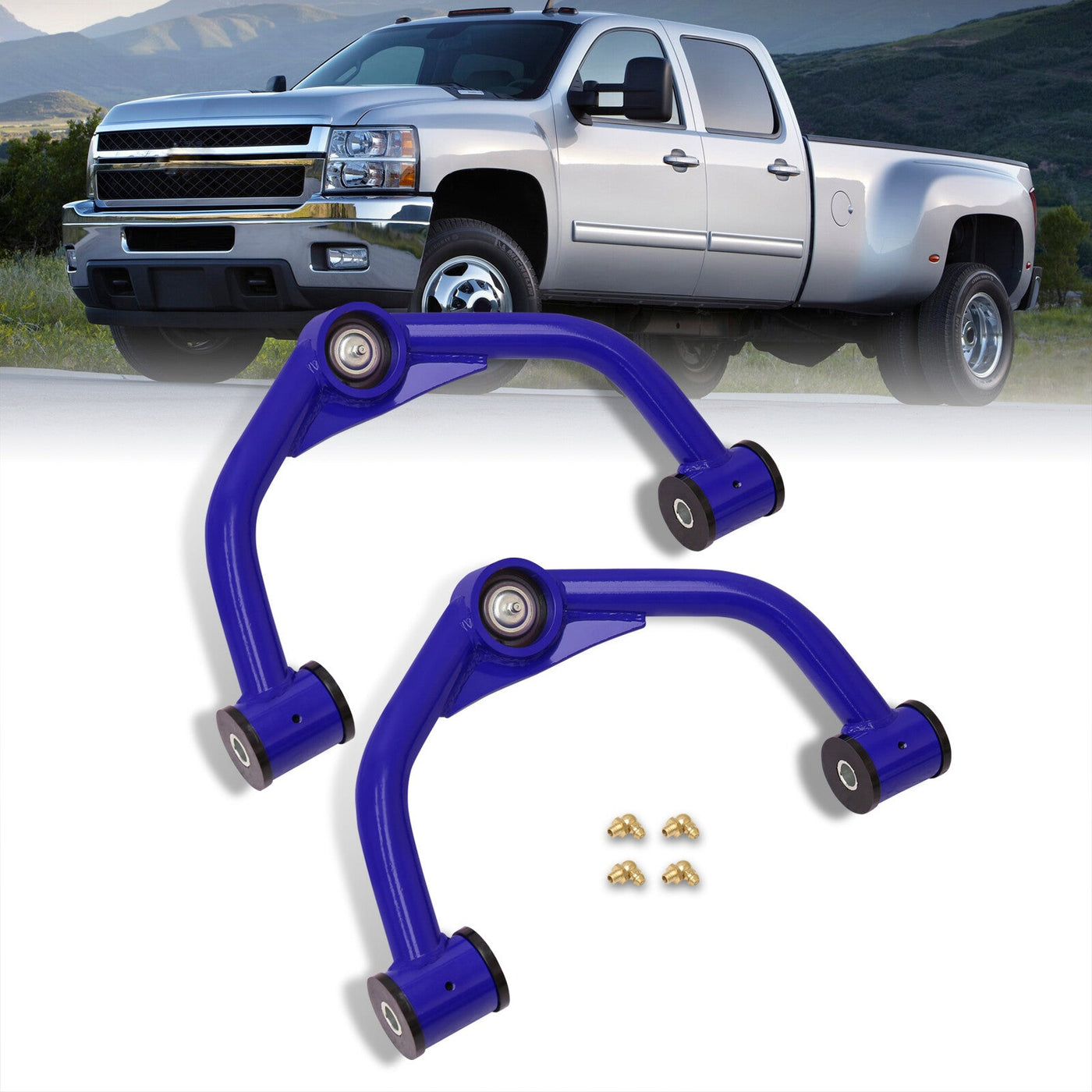 Chevrolet Silverado 2500HD 3500HD 8-Lug 2011-2019 / GMC Sierra 2500HD 3500HD 8-Lug 2011-2019 2-4" Lift Front Upper Tubular Control Arms Blue