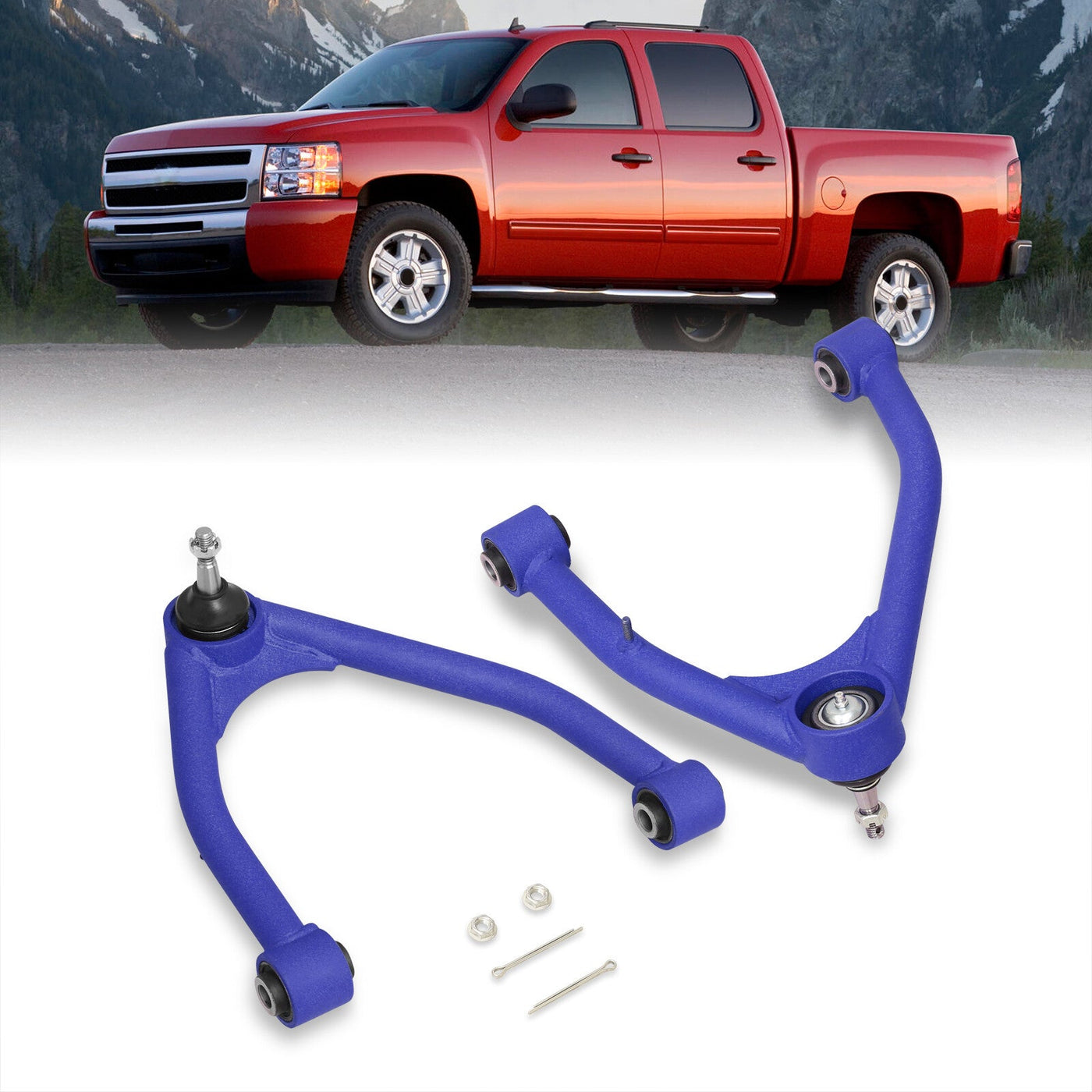 Chevrolet Silverado 1500 2007-2016 / GMC Sierra 1500 2007-2016 2-4" Lift Front Upper Tubular Control Arms Blue (Models With Factory Forged Steel Arms Only)