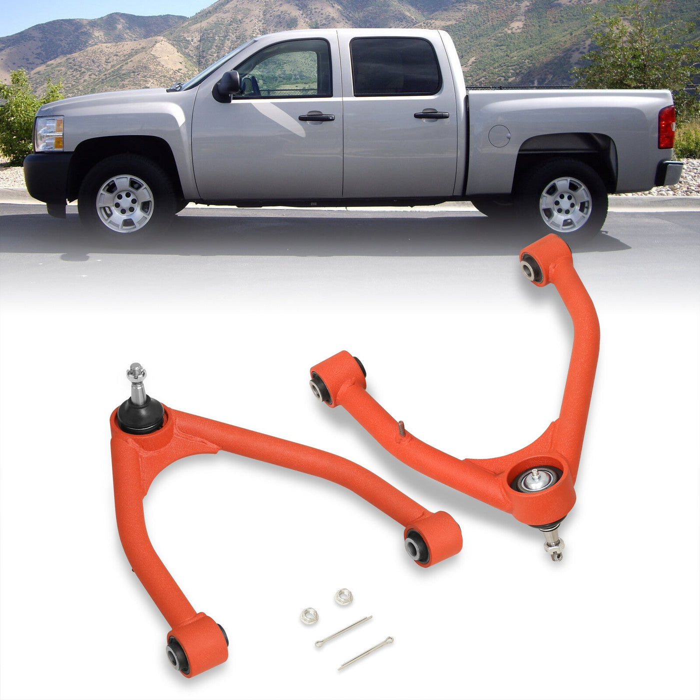 Chevrolet Silverado 1500 2007-2016 / GMC Sierra 1500 2007-2016 2-4" Lift Front Upper Tubular Control Arms Red (Models With Factory Forged Steel Arms Only)