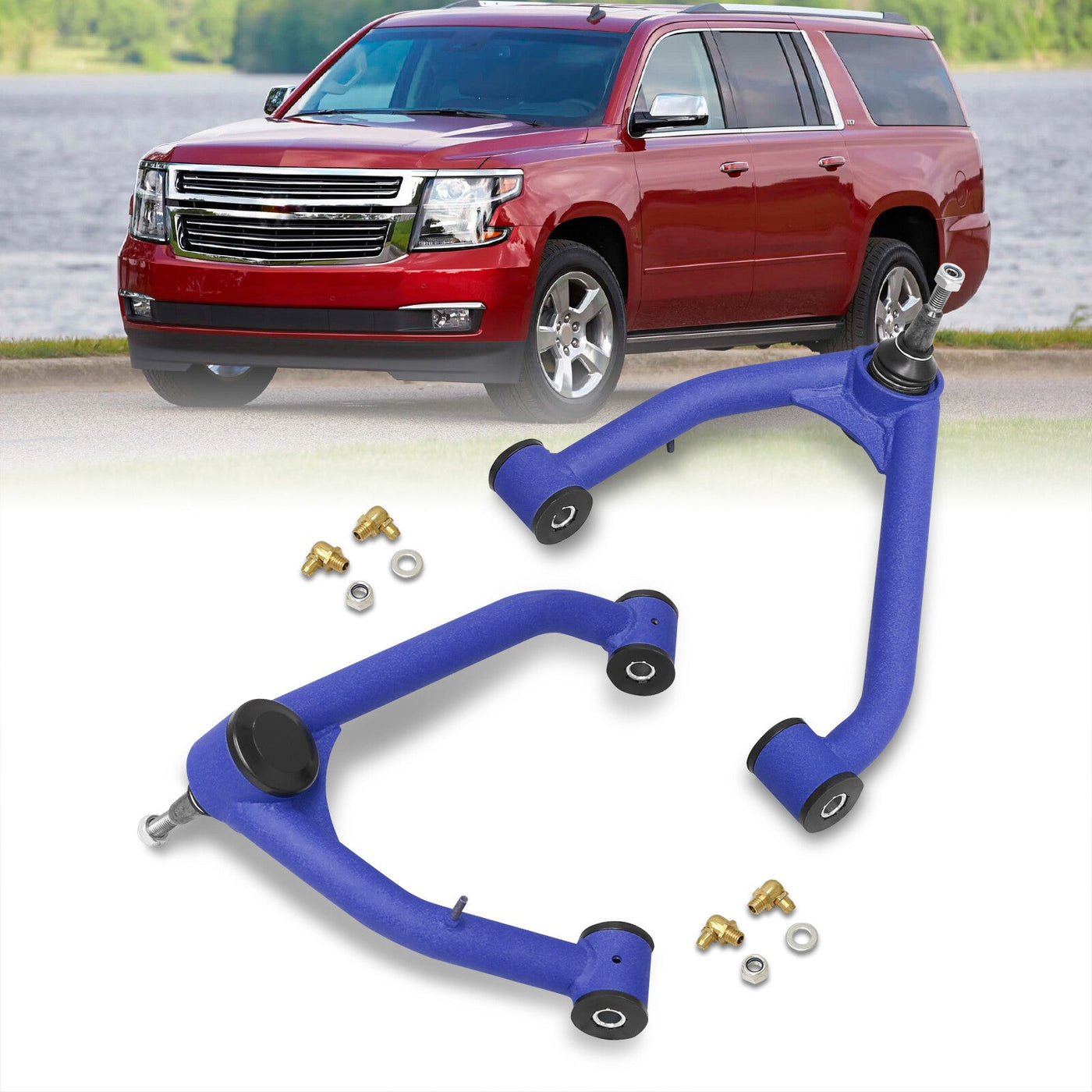 Chevrolet Silverado 1500 2014-2018 / GMC Sierra 1500 2014-2018 2-4" Lift Front Upper Tubular Control Arms Blue (Models with Stamped Steel & Aluminum Arms Only)