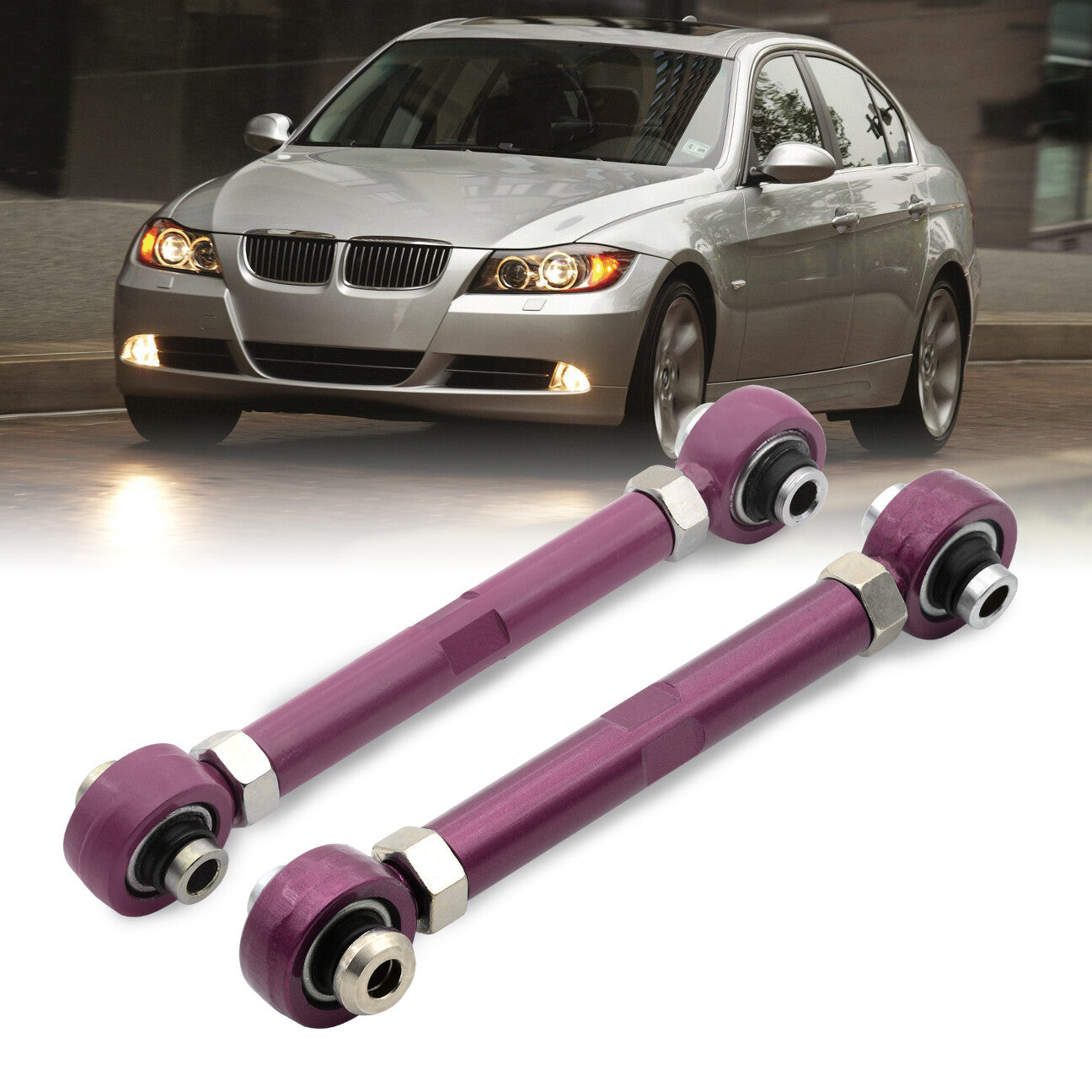 BMW 3 Series E90 E92 E93 RWD 2006-2011 / 1 Series E82 E88 RWD 2008-2013 Rear Control Arms Camber Kit Purple (Will Not Fit M3 & 1M Models)