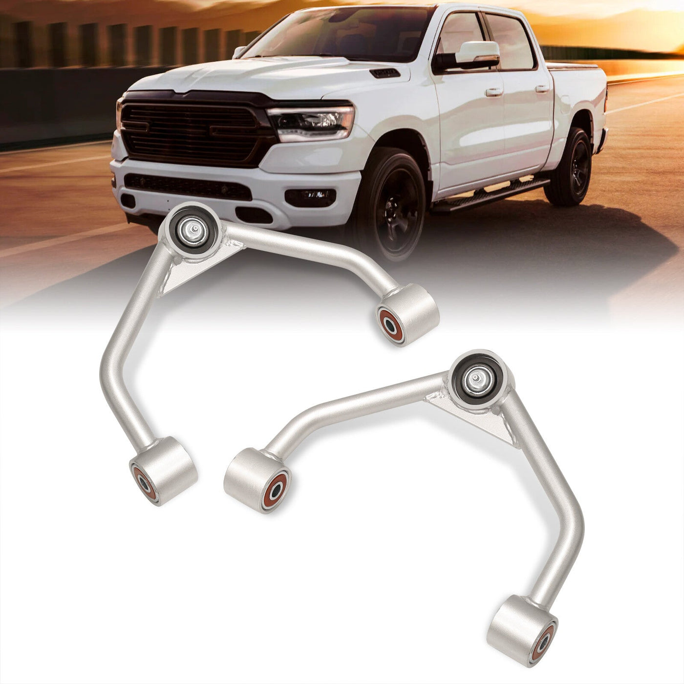 Dodge Ram 1500 2019-2022 2-4" Lift Front Upper Tubular Control Arms Silver