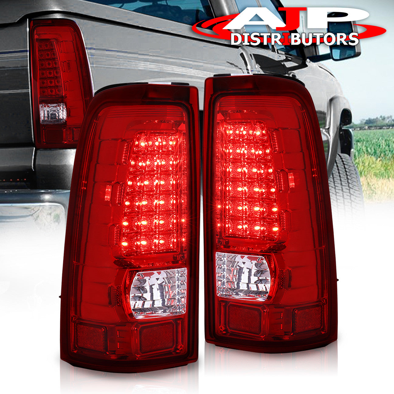 Chevrolet Silverado 1999-2006 / GMC Sierra 1999-2006 LED Tail Lights Chrome Housing Red Len