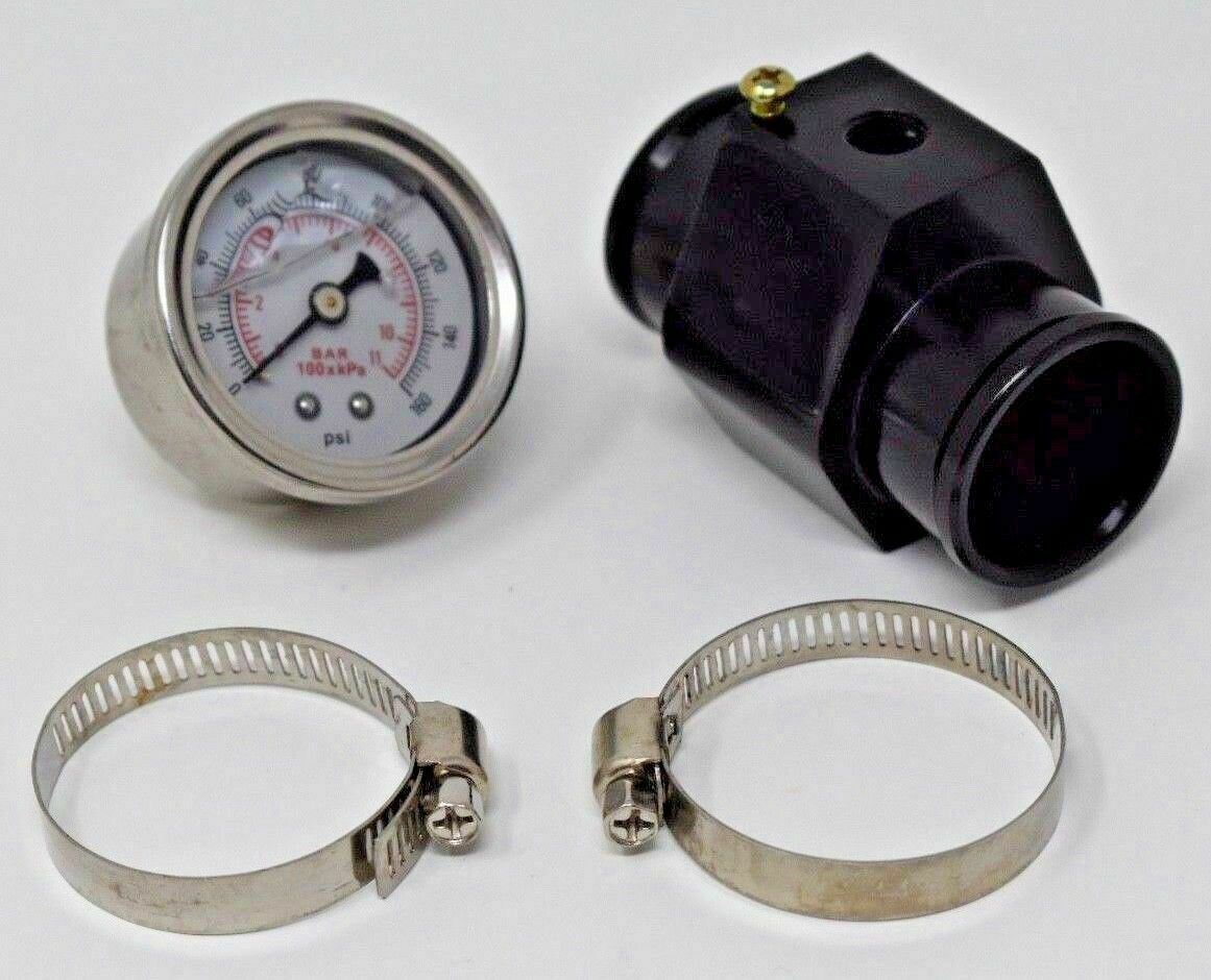 Water Hose Coolant Temperature Sensor Hose Adapter W/ Pressure Gauge 26mm Univer