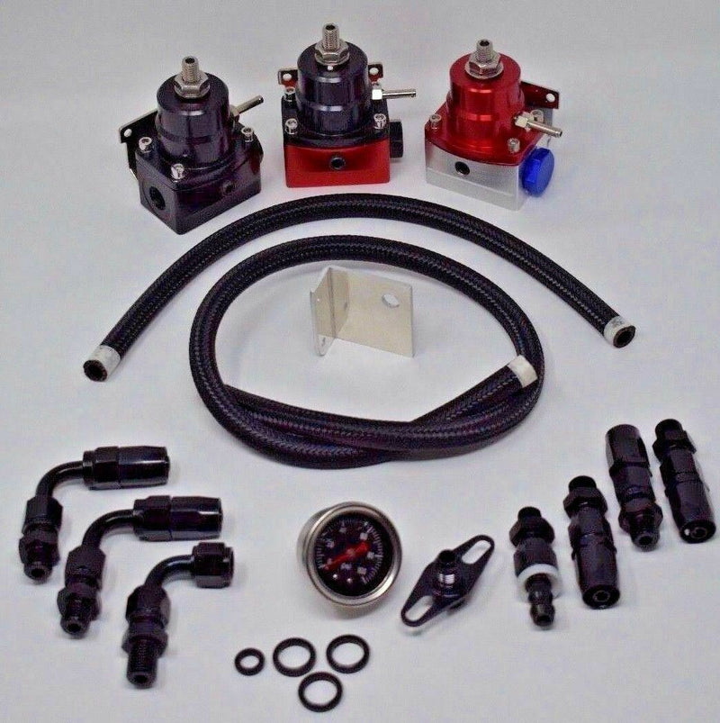 Adjustable Aero EFI Fuel Pressure Regulator Kit W/ 160PSI Oil Gauge AN-6 Hoses