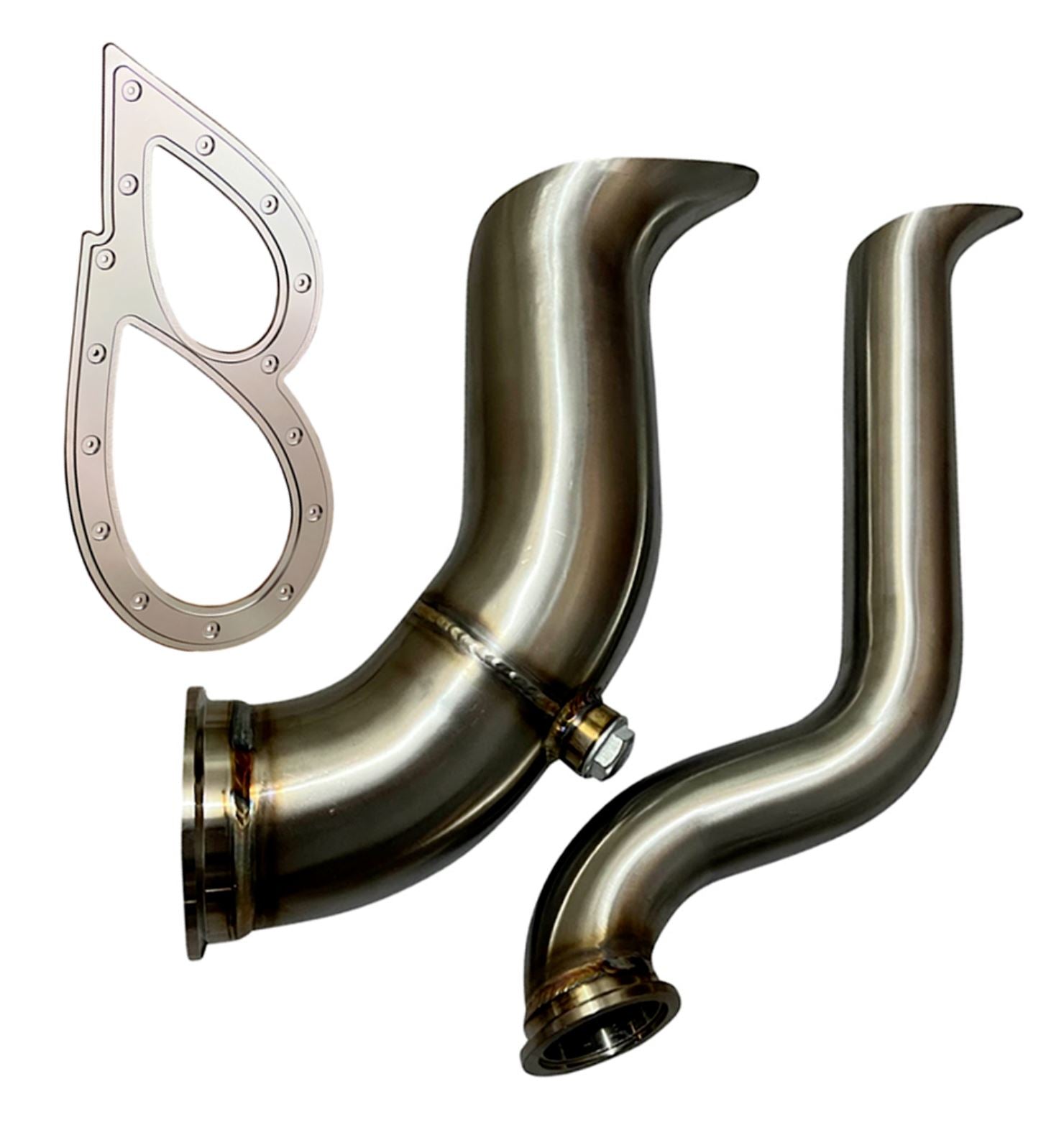 B Series Tear Drop Hood Exit Up Pipe Dump Tube for Top Mount Turbo Manifold USA