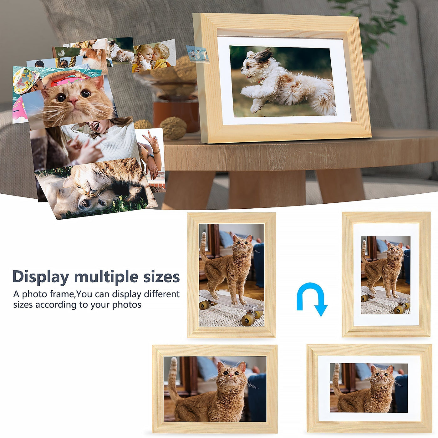 4x6 Picture Frames 3x5 with Mat Natural Set of 2 Wooden Wall and Tabletop Photo Frame