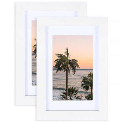 4x6 Picture Frames 3x5 with Mat White Set of 2 Wooden Wall and Tabletop Photo Frame