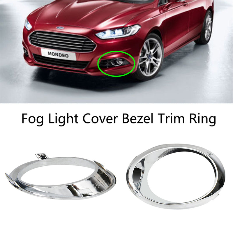 Chrome LH/RH Fog Light Cover Bezel Trim Ring For Ford Fusion Mondeo 2013-2016