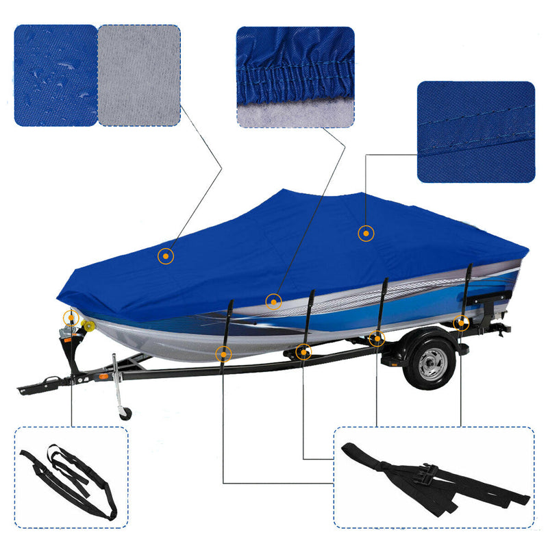 17 18 19 Ft Waterproof Trailerable Heavy Duty Fabric Boat Cover 210D V-hull